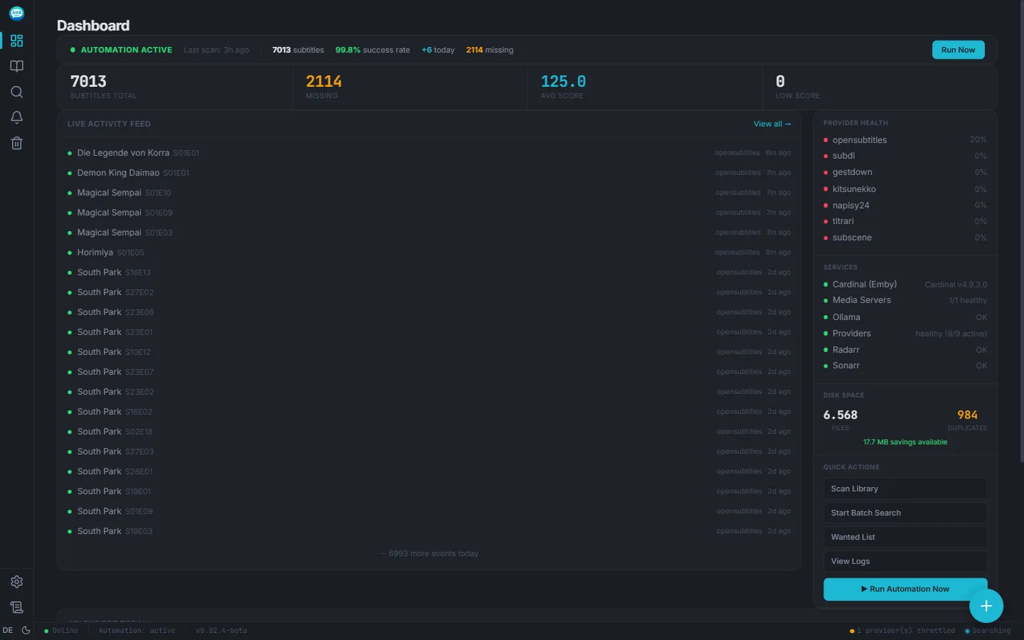 Sublarr Dashboard