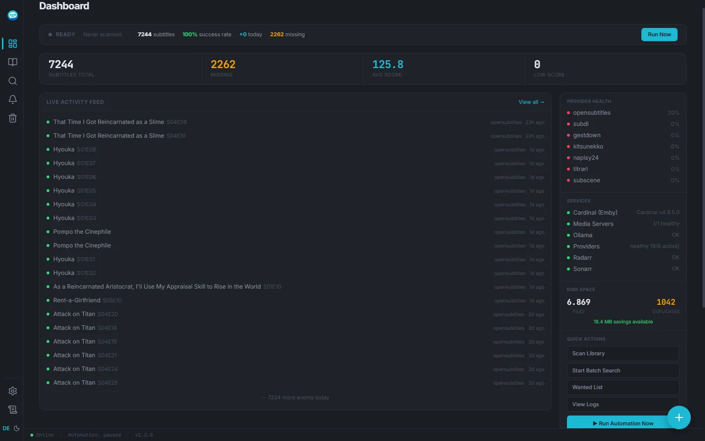 Sublarr Dashboard