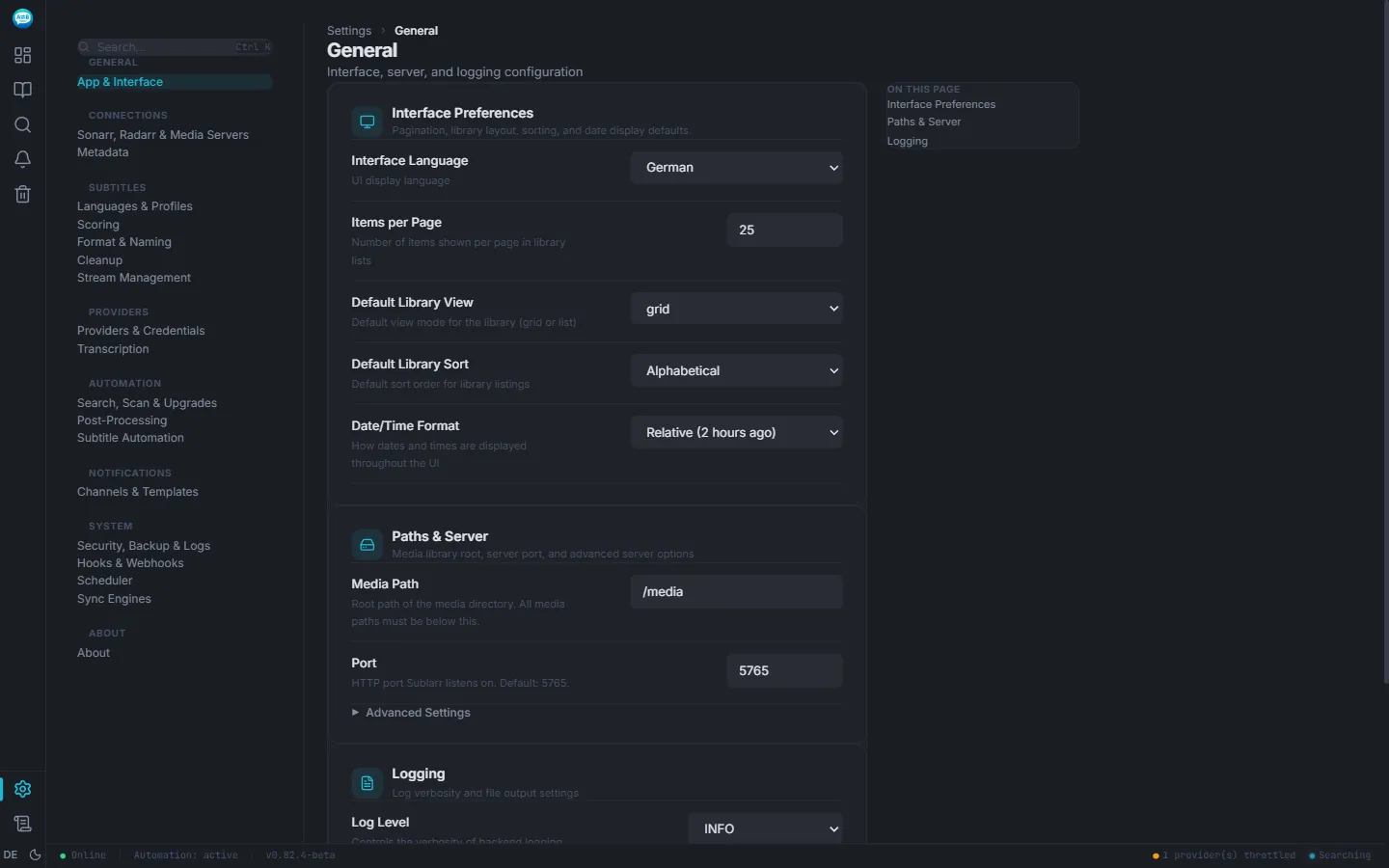 Sublarr Settings